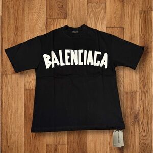 Balenci Tape Type Distressed Black Tee